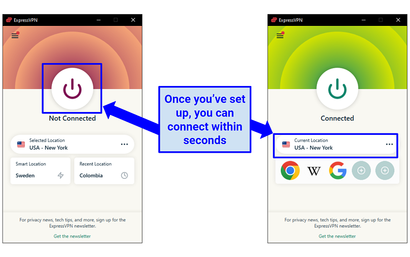 Screenshot of connecting to ExpresVPN's London server