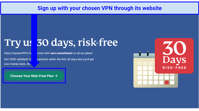 Screenshot of ExpressVPN sign up page